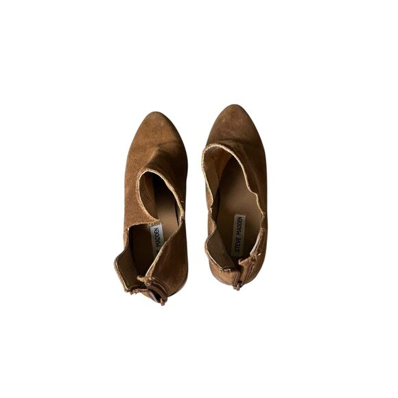 Steve Madden Raisie Ankle Booties Leather Brown Tan Suede Boots Women's 7.5 M - Picture 9 of 14